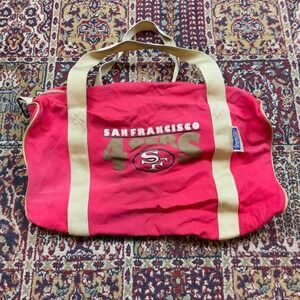 VTG 70s 80s San Francisco 49ers NFL Team Gear Duffel Bag Red Gold Light Strap
